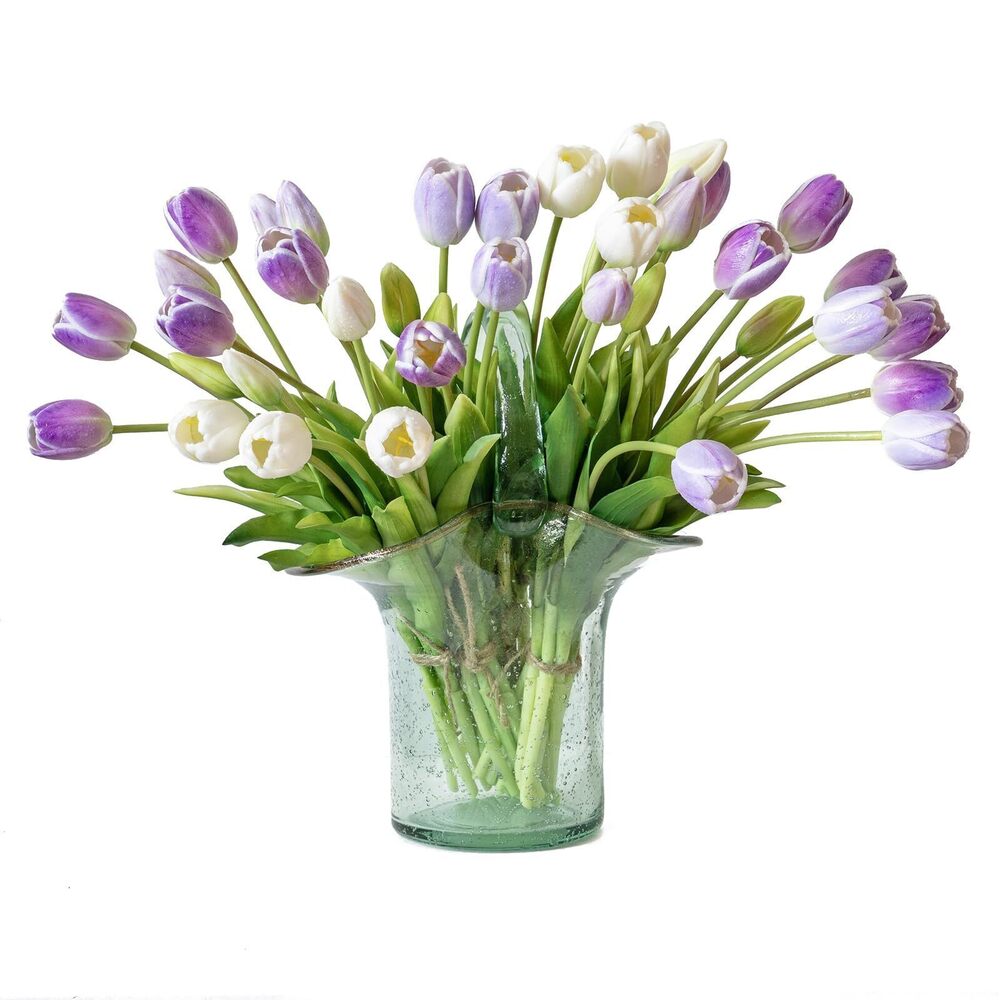 6028 40pcs Artificial Tulips Flowers, Real Touch Latex Bouquet, Tulips